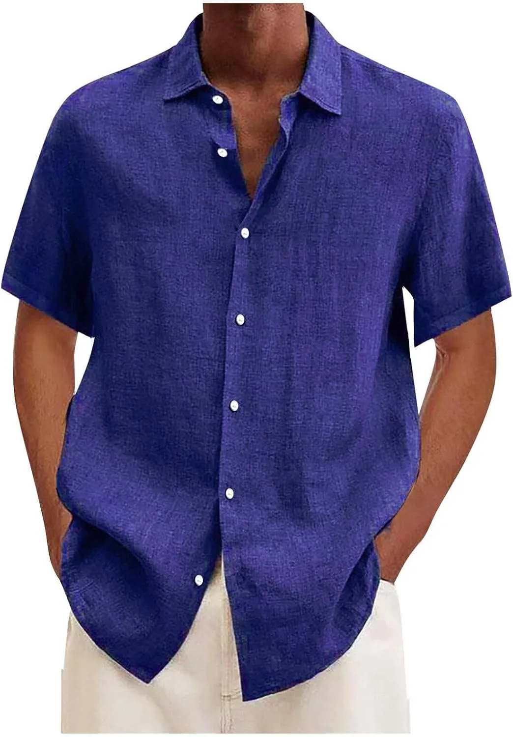 Short Sleeve Shirts for Men Hawaiian Button Down Casual Summer Western Shirts Beach Solid Tshirts Collared Neck Tops