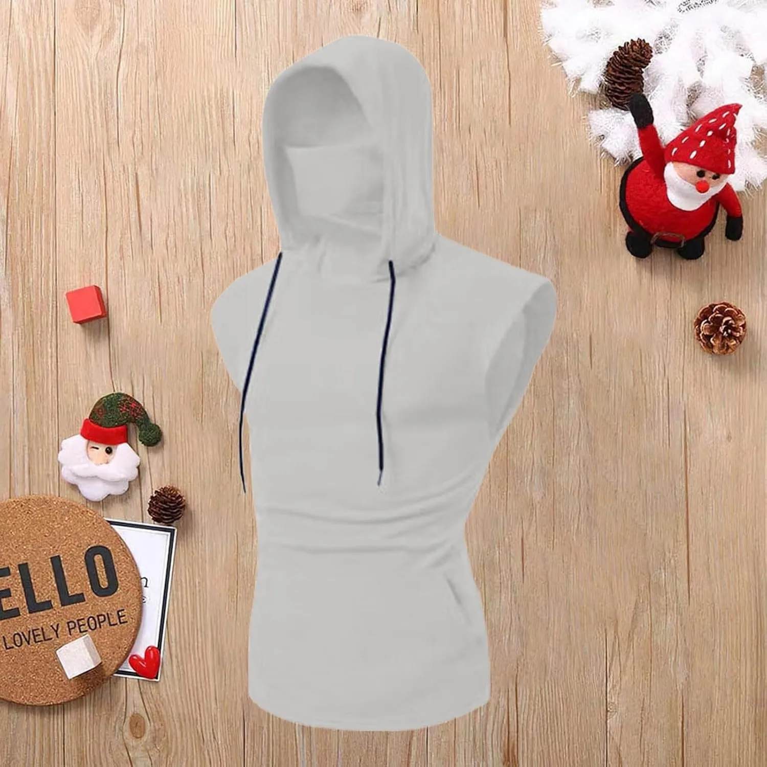 Sleeveless Hoodies for Men Casual Slim Fit Hooded Tank Tops Athletic Bodybuilding Gym Tee Running Workout Sport Shirts
