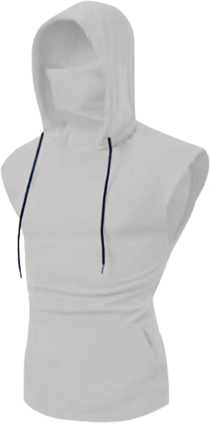 Sleeveless Hoodies for Men Casual Slim Fit Hooded Tank Tops Athletic Bodybuilding Gym Tee Running Workout Sport Shirts