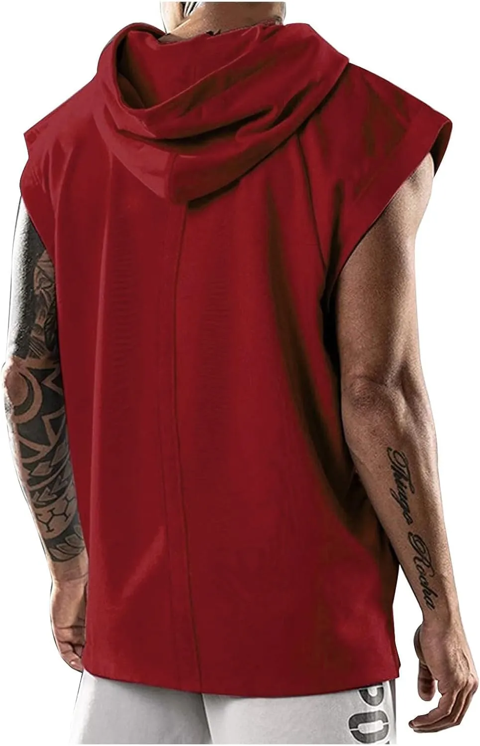 Sleeveless Hoodies for Men Workout Hooded Tank Top Bodybuilding Muscle Cut Off T Shirt Sports Training Gym Hoodies Tops