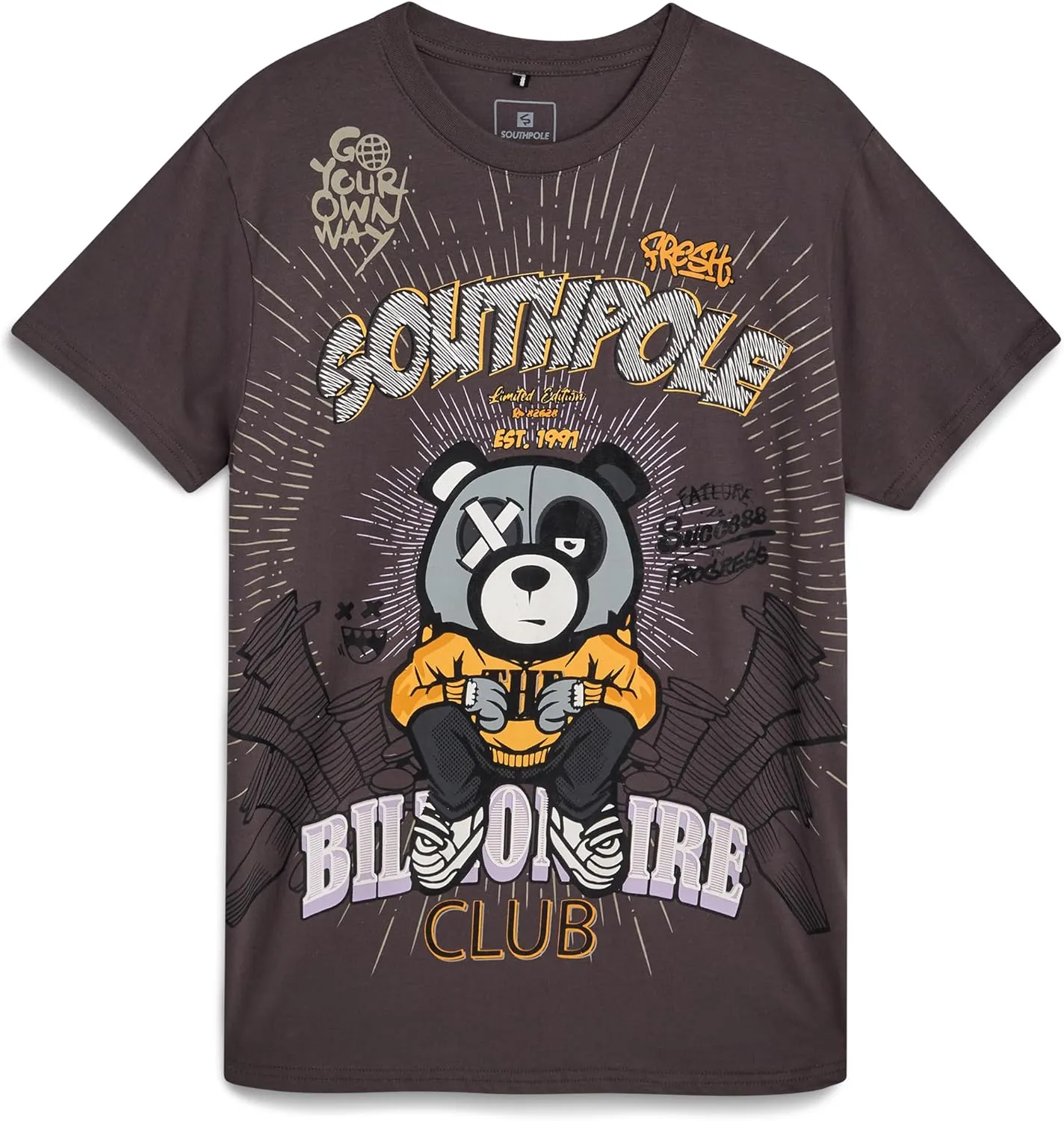 Southpole Mens Graphic T-Shirts - Stylish Cotton Blend Pullover Short Sleeve Crewneck Streetwear Graphic Tee for Men (S-XXL)