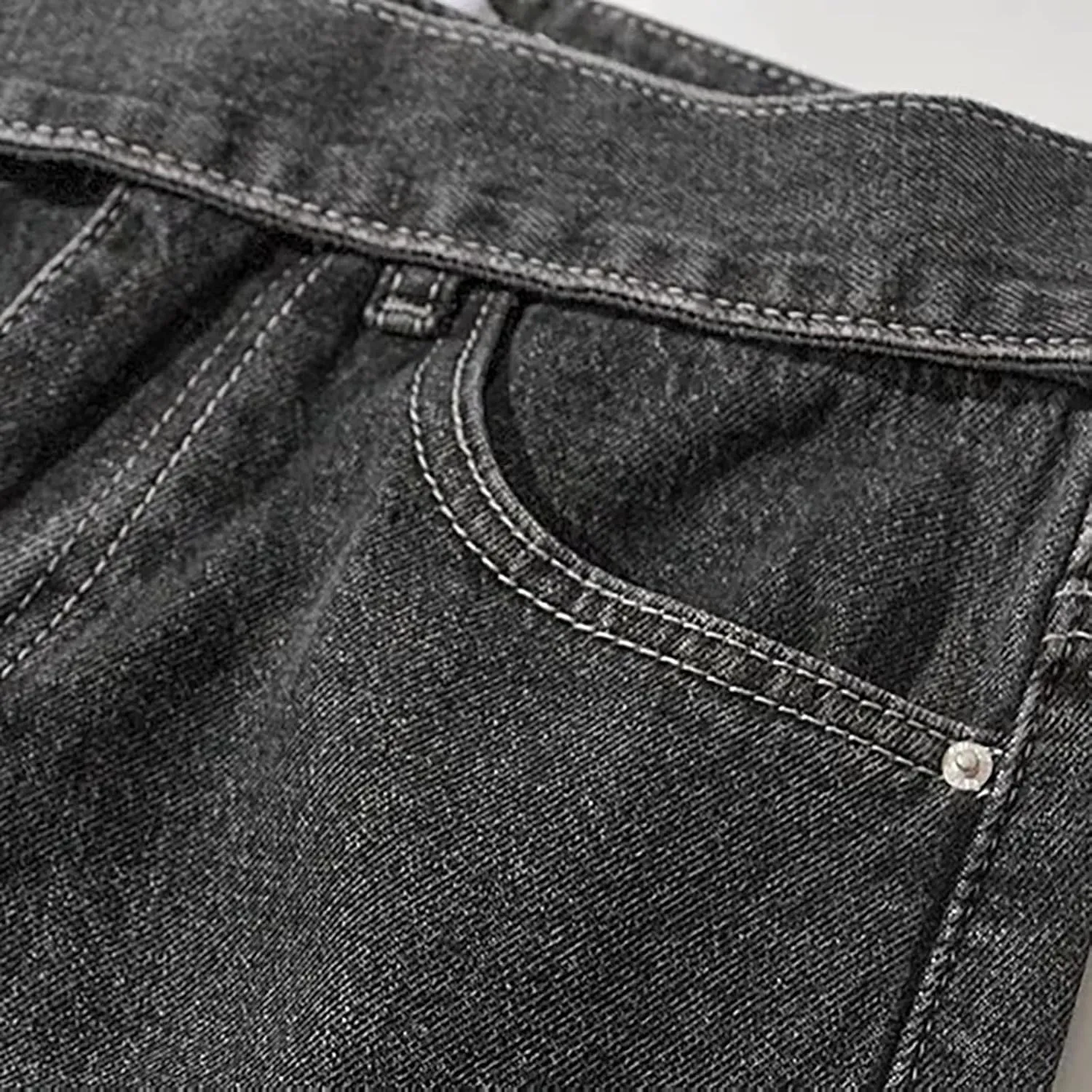 Straight Leg Jeans for Women Women's Solid Color Retro Waistband High Waisted Straight Leg Wide Pants for Women
