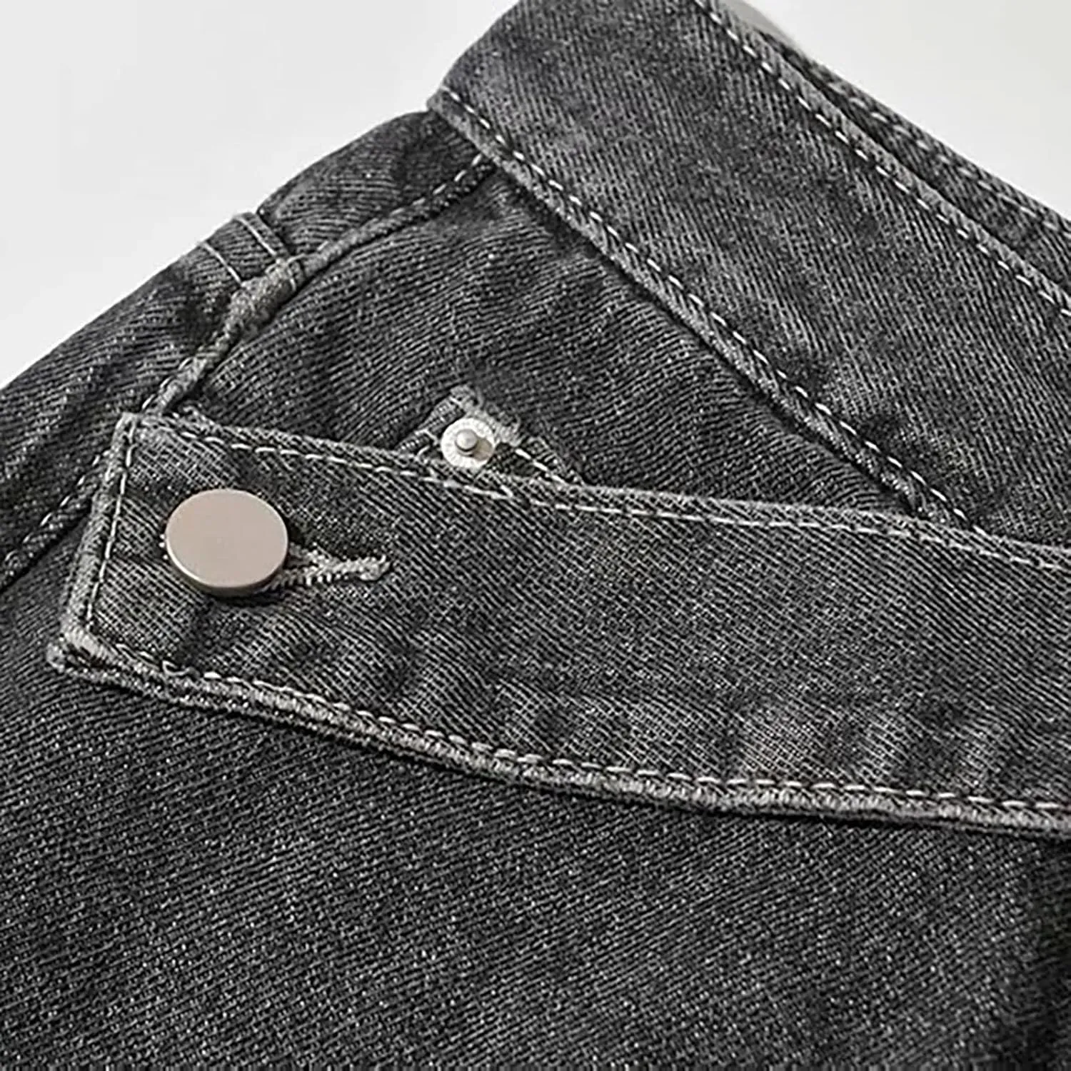 Straight Leg Jeans for Women Women's Solid Color Retro Waistband High Waisted Straight Leg Wide Pants for Women