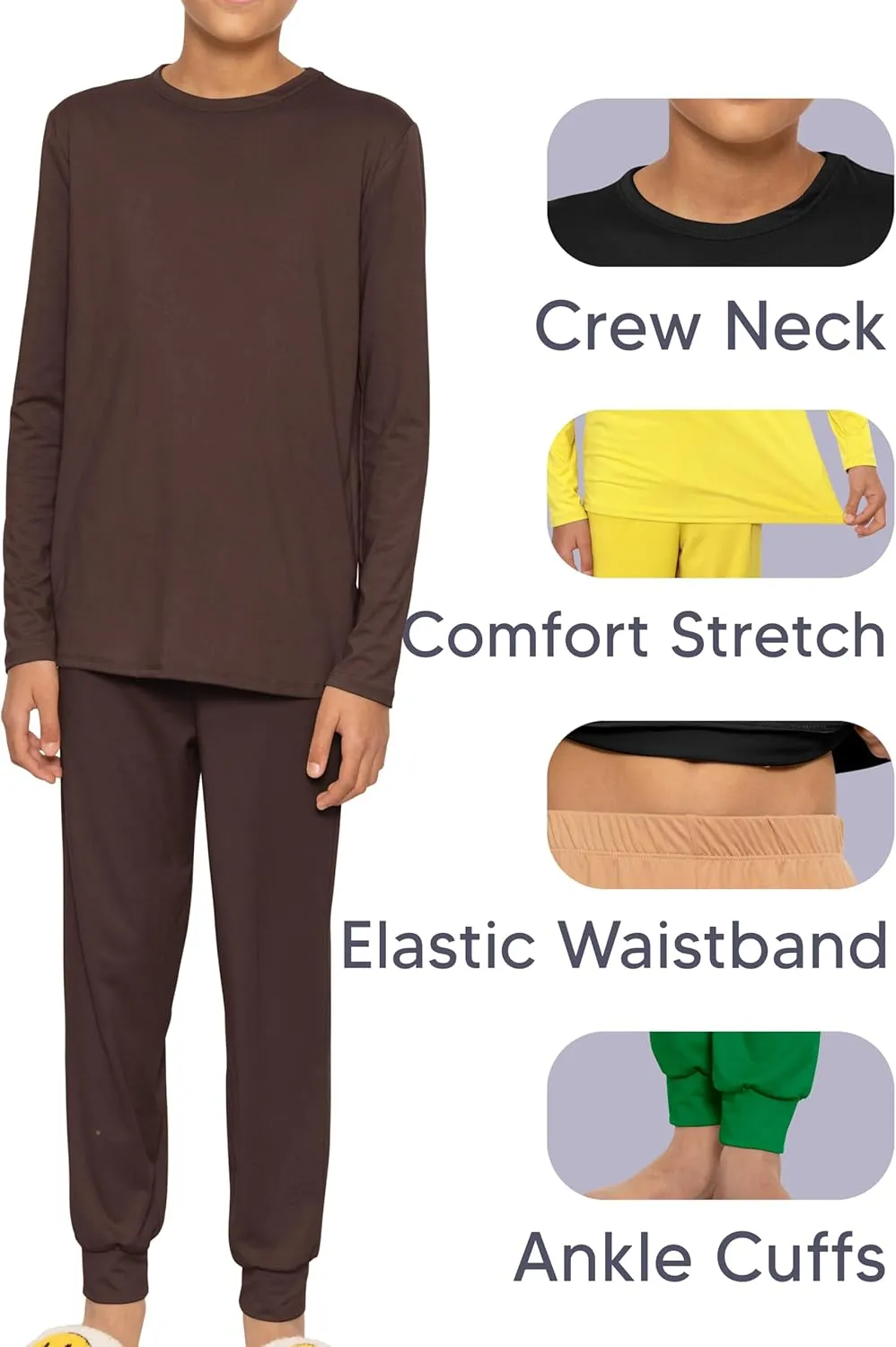 STRETCH IS COMFORT Youth Boys' Oh So Soft Jogger Set with Long Sleeve Crew Neck Top | Comfortable Kids' Clothing | 4-16