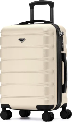 Suitcase 22x14x9 Carry On Hardside With Built In TSA Lock & USB Port Lightweight Luggage Silent Double Spinner Wheels Maximum Carry-On Bag Size For American & United Approved Airlines