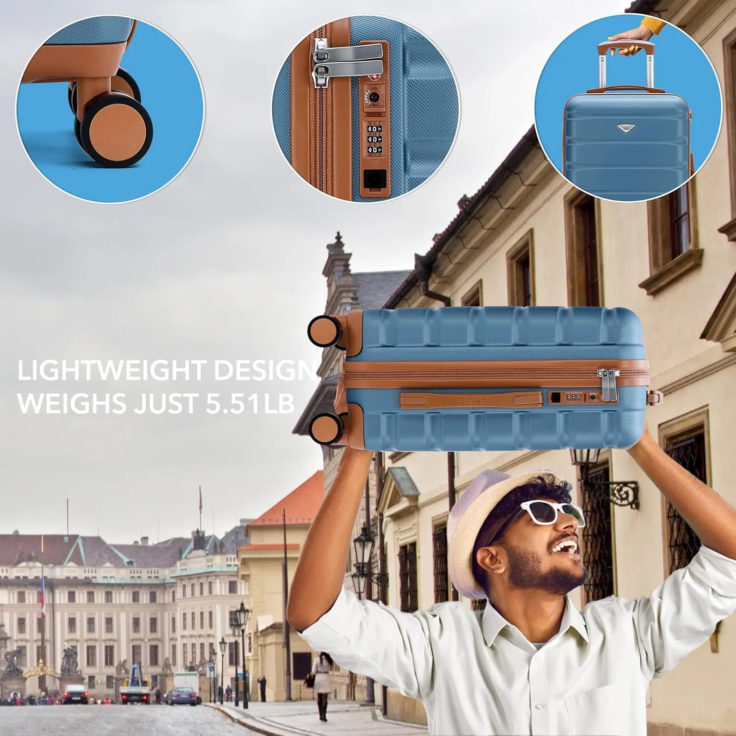 Suitcase Medium Checked Luggage TSA Lock Easy Glide Silent Double Spinner Wheels Durable Hardside Lightweight Luggage With All Parts Size Measuring 27x16x11 - Packing Size 24x15x10