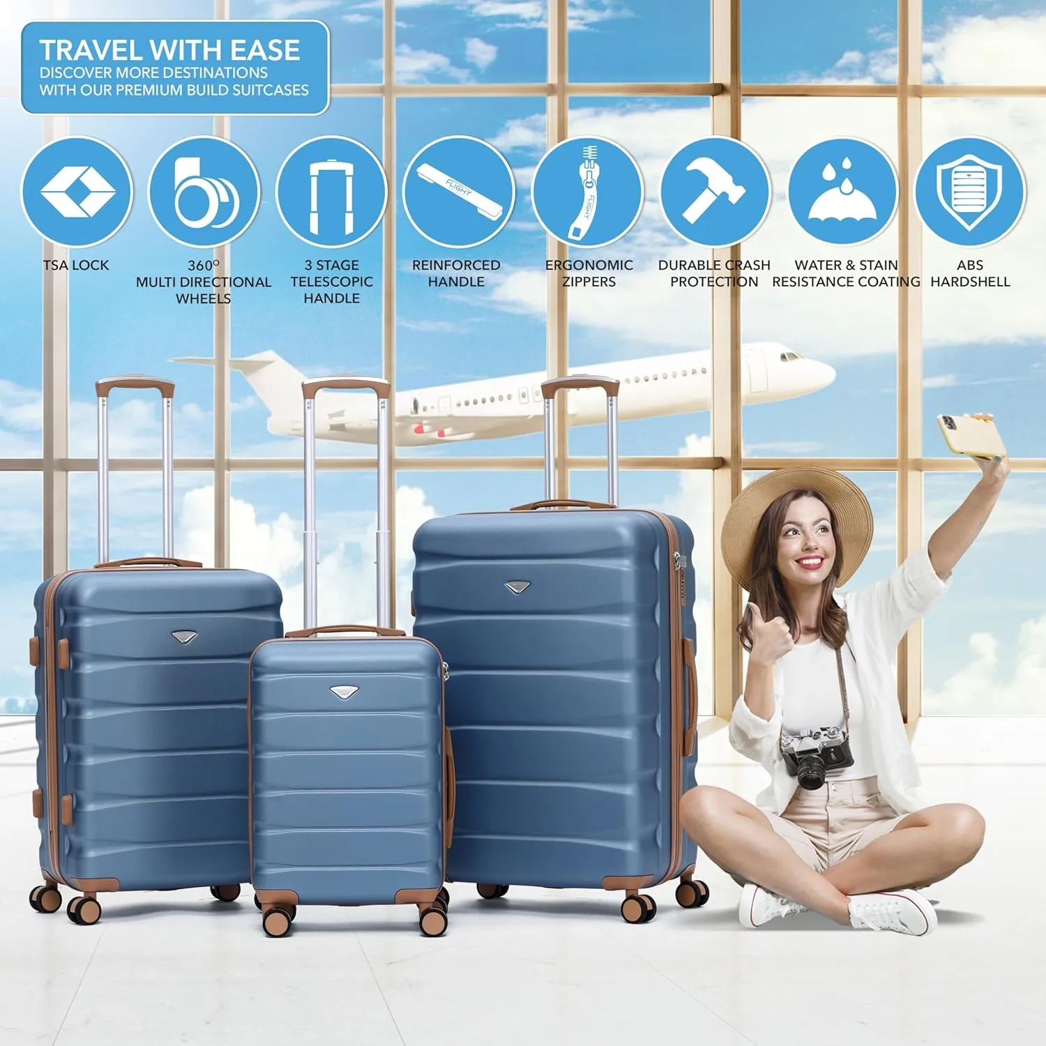Suitcase Medium Checked Luggage TSA Lock Easy Glide Silent Double Spinner Wheels Durable Hardside Lightweight Luggage With All Parts Size Measuring 27x16x11 - Packing Size 24x15x10