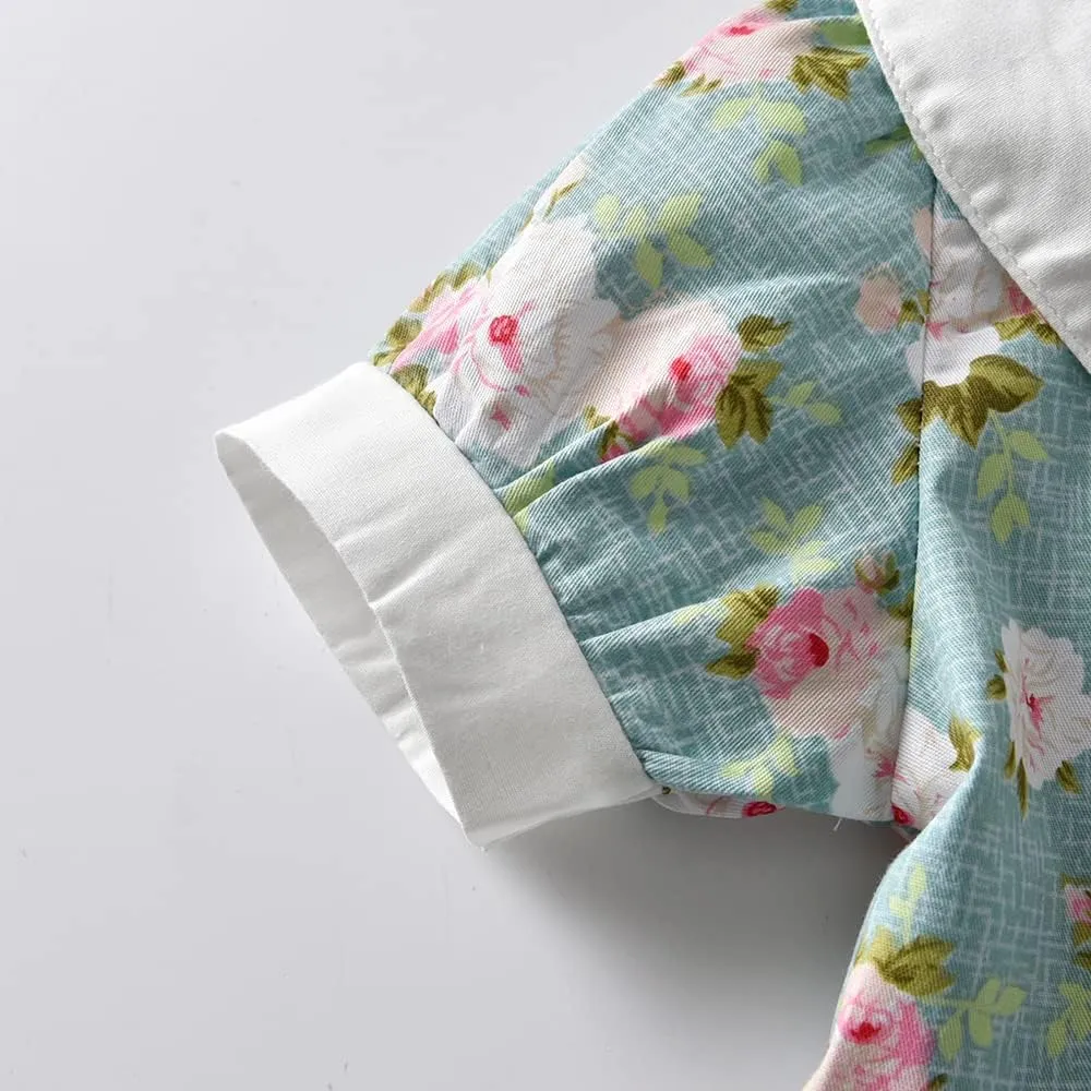 Summer Brother and Sister Matching Outfits Toddler Boys Gentleman Suits Infant Girls Dresses