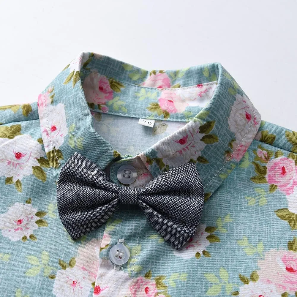 Summer Brother and Sister Matching Outfits Toddler Boys Gentleman Suits Infant Girls Dresses