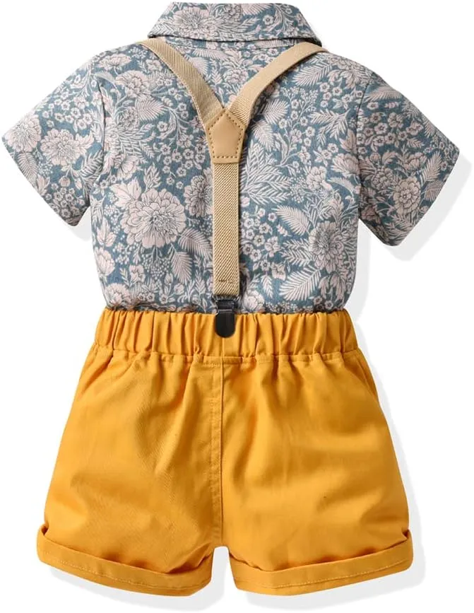 Summer Brother and Sister Matching Outfits Toddler Boys Gentleman Suits Infant Girls Dresses