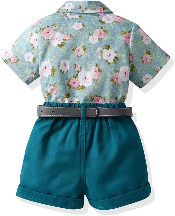 Summer Brother and Sister Matching Outfits Toddler Boys Gentleman Suits Infant Girls Dresses