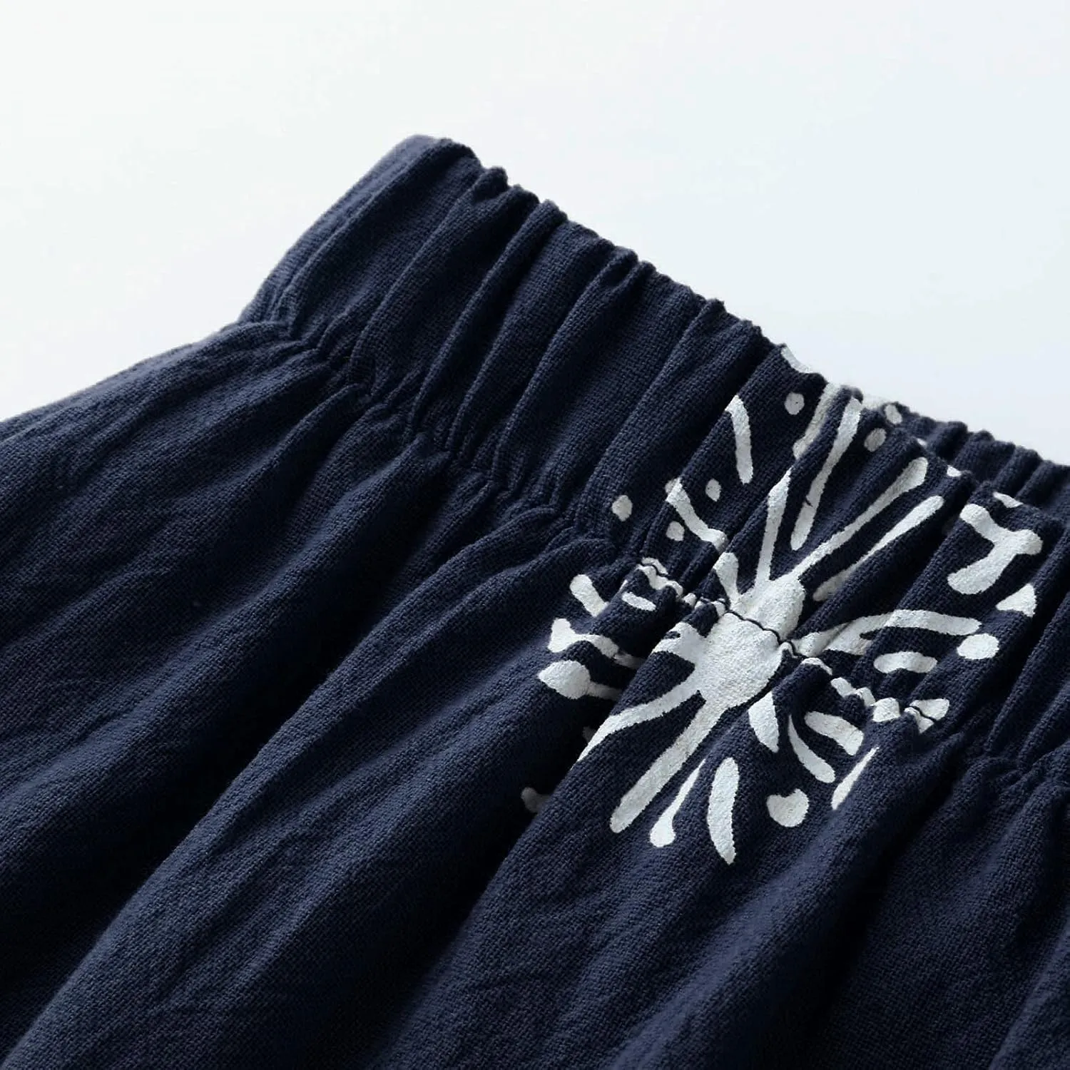 Summer Capri Pants for Women, Cotton Linen Wide Leg Womens Cropped Pants Beach Elastic Waist Crop Trousers