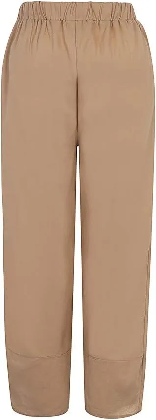 Summer Capri Pants for Women, Cotton Linen Wide Leg Womens Cropped Pants Beach Elastic Waist Crop Trousers