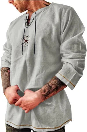 Summer Shirts for Men 3/4 Sleeved Tie The Rope Comfortable Athletic Sport Pants Comfy Fashion Trendy T-Shirts