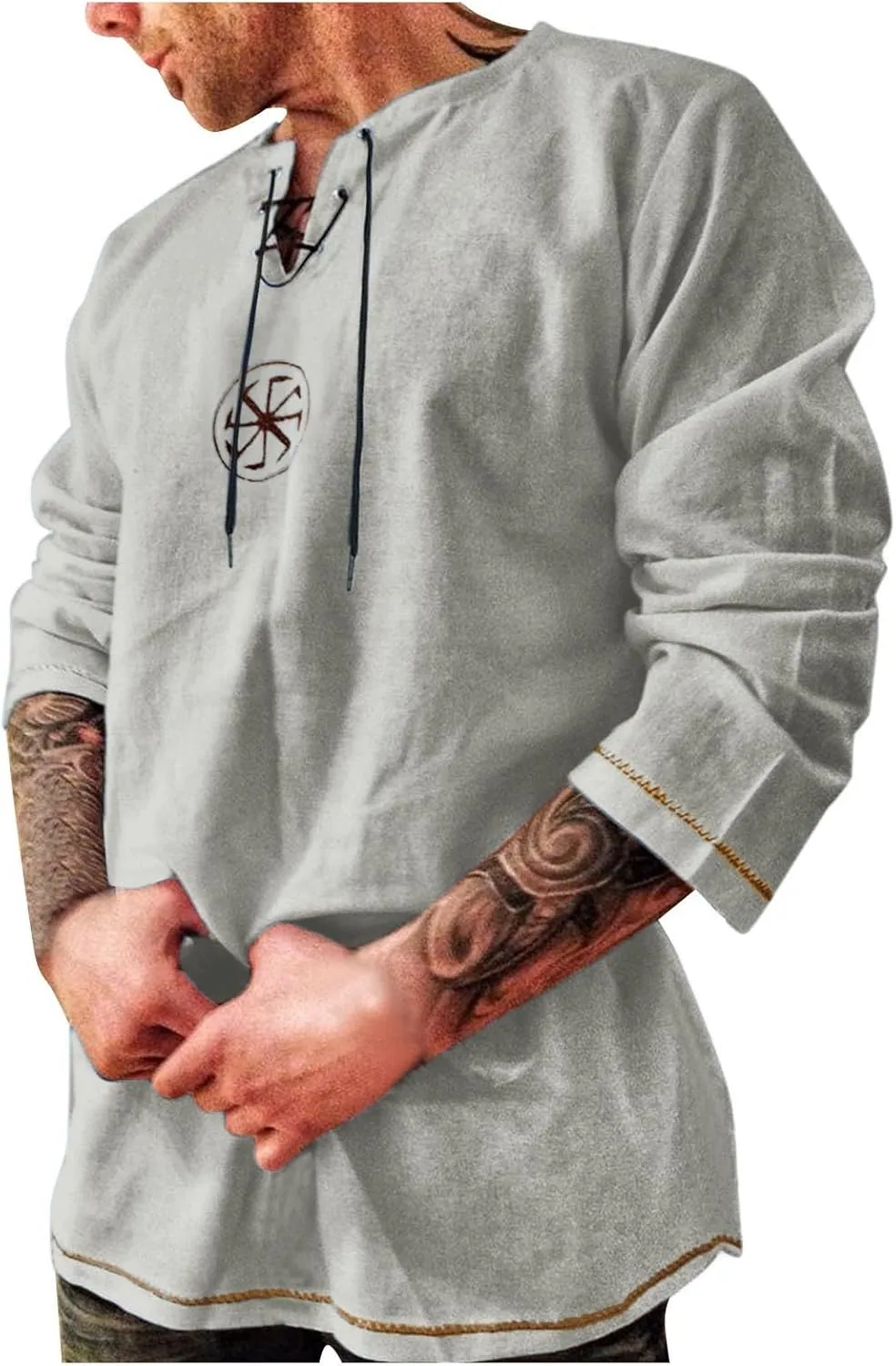 Summer Shirts for Men 3/4 Sleeved Tie The Rope Comfortable Athletic Sport Pants Comfy Fashion Trendy T-Shirts