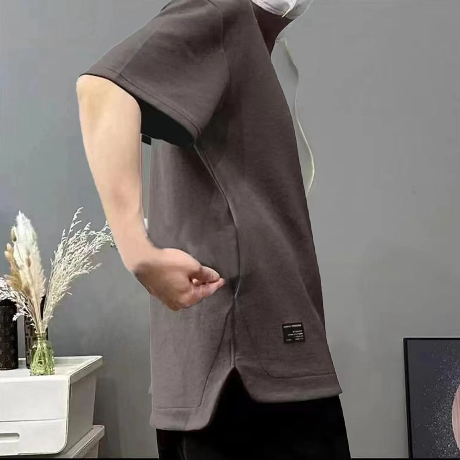 Summer Shirts for Men Solid Color Short Sleeve Crew Neck Fashion Athletic Sport Pants Fresh Trendy T-Shirts