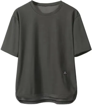 Summer Shirts for Men Solid Color Short Sleeve Crew Neck Fashion Athletic Sport Pants Fresh Trendy T-Shirts