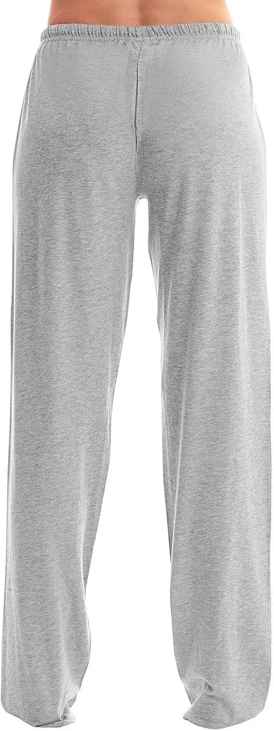 Sweatpants for Women High Waist Drawstring Baggy Jogger Pants Solid Color Straight Leg Yoga Sport Slacks