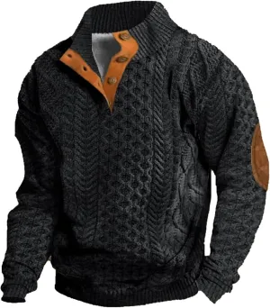 Sweatshirts for Men Casual Long Sleeve Quater Button Down Shirt Fleece Stand Collar Pullover Sweater Spring Tops 2025