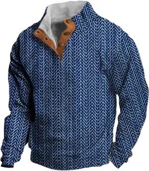 Sweatshirts for Men Casual Long Sleeve Quater Button Down Shirt Fleece Stand Collar Pullover Sweater Spring Tops 2025