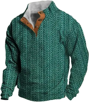 Sweatshirts for Men Casual Long Sleeve Quater Button Down Shirt Fleece Stand Collar Pullover Sweater Spring Tops 2025