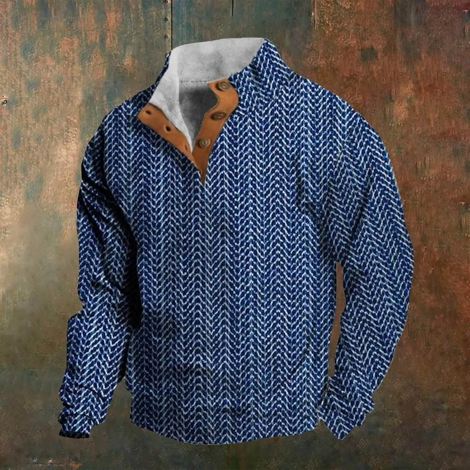 Sweatshirts for Men Casual Long Sleeve Quater Button Down Shirt Fleece Stand Collar Pullover Sweater Spring Tops 2025