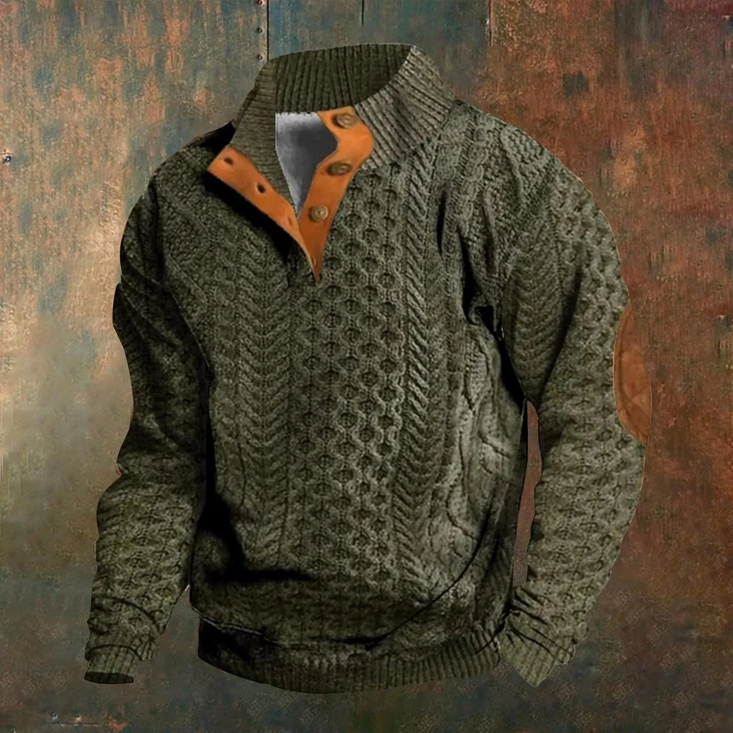 Sweatshirts for Men Casual Long Sleeve Quater Button Down Shirt Fleece Stand Collar Pullover Sweater Spring Tops 2025