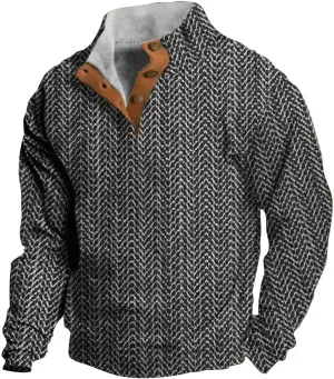 Sweatshirts for Men Casual Long Sleeve Quater Button Down Shirt Fleece Stand Collar Pullover Sweater Spring Tops 2025