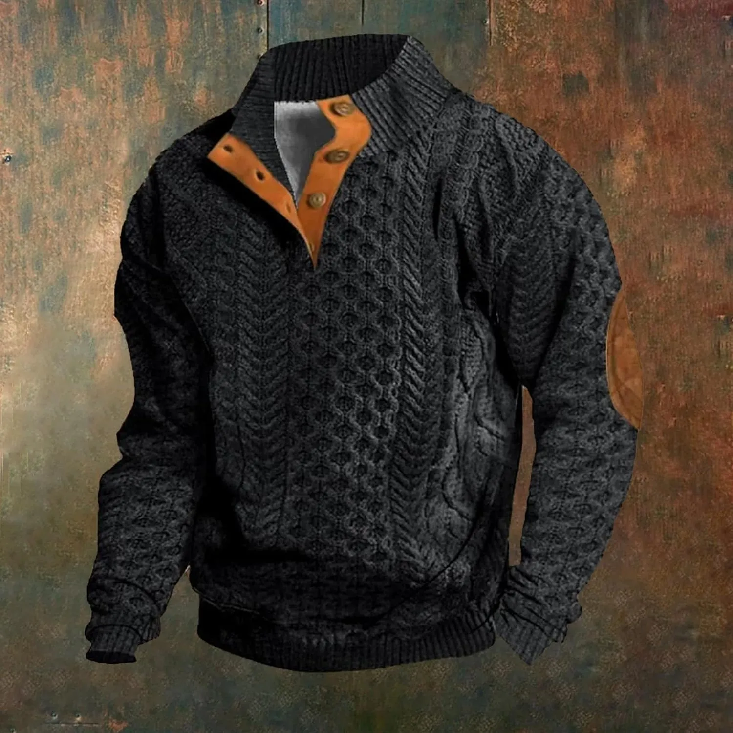 Sweatshirts for Men Casual Long Sleeve Quater Button Down Shirt Fleece Stand Collar Pullover Sweater Spring Tops 2025