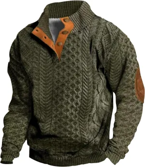 Sweatshirts for Men Casual Long Sleeve Quater Button Down Shirt Fleece Stand Collar Pullover Sweater Spring Tops 2025