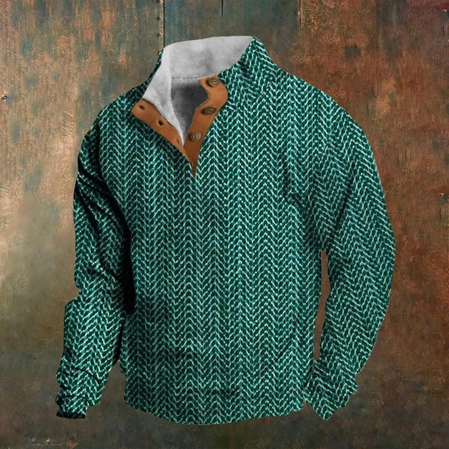 Sweatshirts for Men Casual Long Sleeve Quater Button Down Shirt Fleece Stand Collar Pullover Sweater Spring Tops 2025