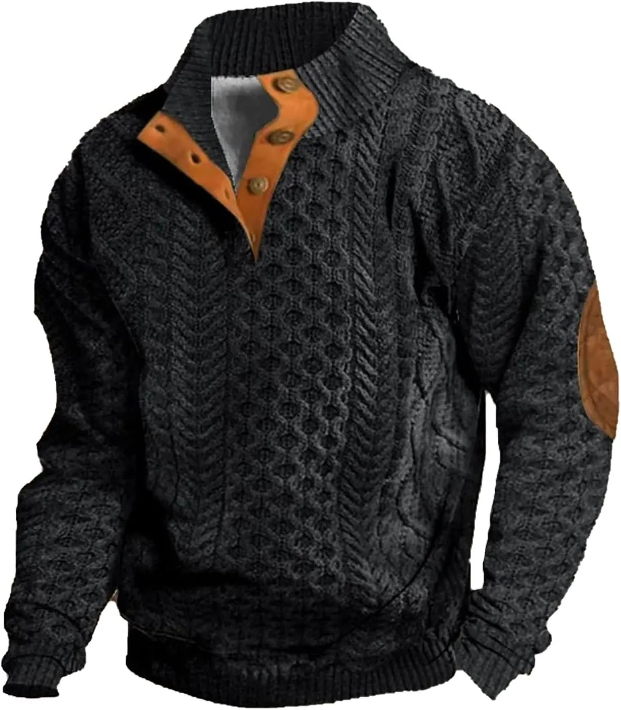 Sweatshirts for Men Casual Long Sleeve Quater Button Down Shirt Fleece Stand Collar Pullover Sweater Spring Tops 2025