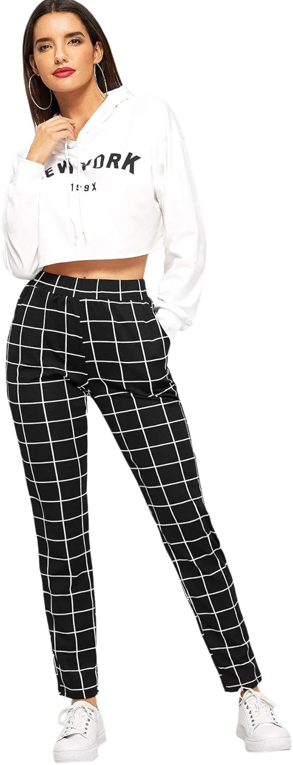 SweatyRocks Women's Pants Casual High Waist Skinny Leggings Stretchy Work Pants