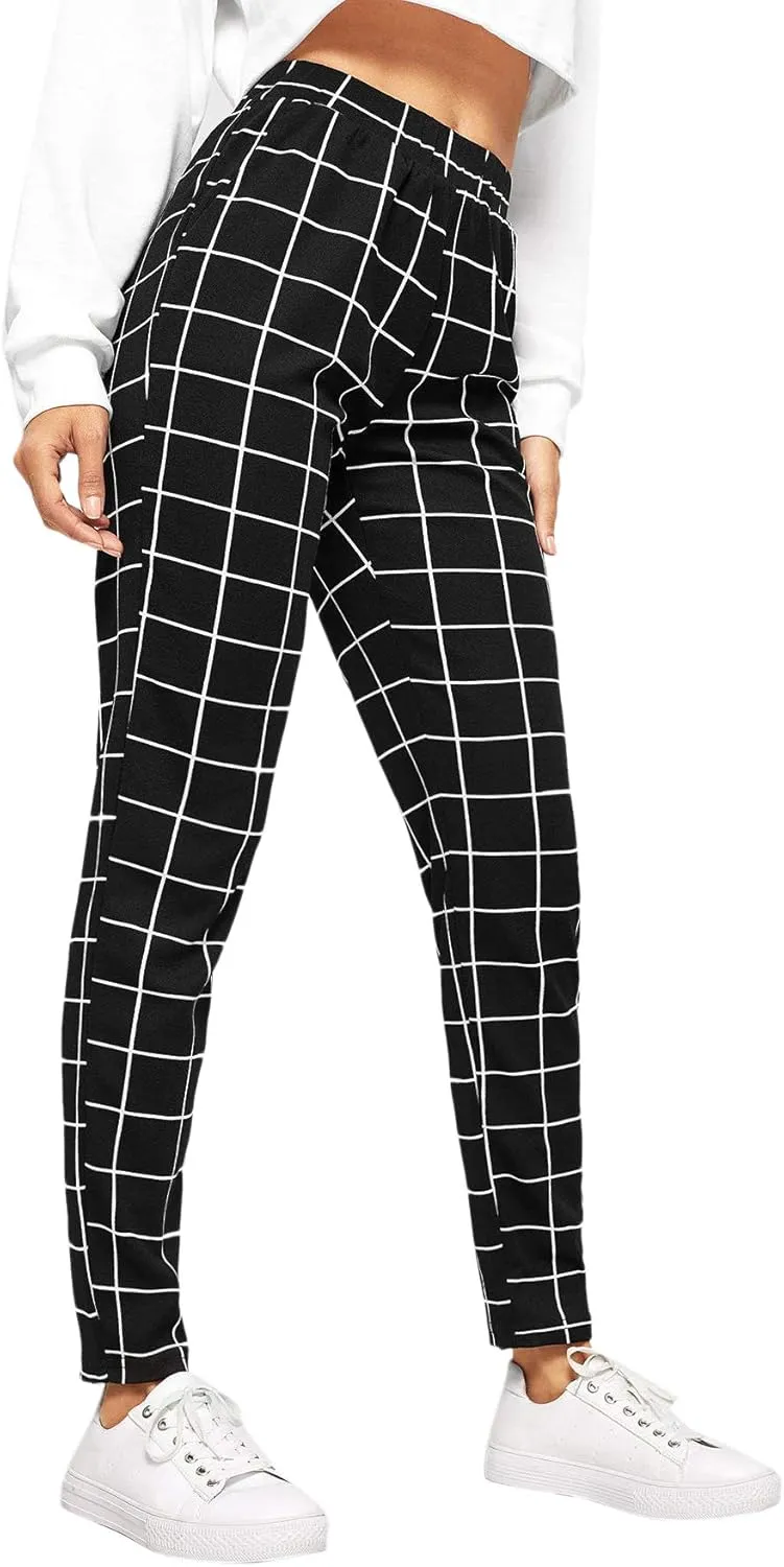 SweatyRocks Women's Pants Casual High Waist Skinny Leggings Stretchy Work Pants