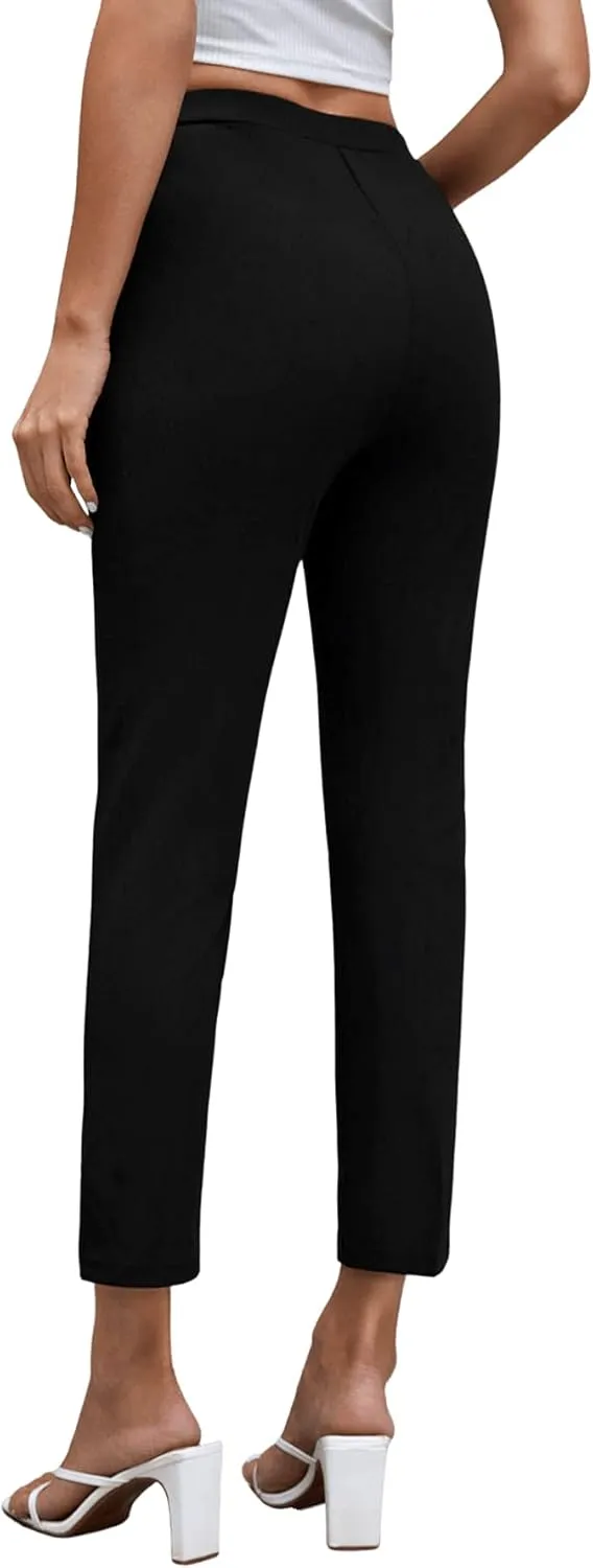 SweatyRocks Women's Pants Casual High Waist Skinny Leggings Stretchy Work Pants