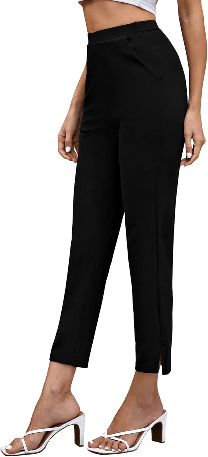 SweatyRocks Women's Pants Casual High Waist Skinny Leggings Stretchy Work Pants