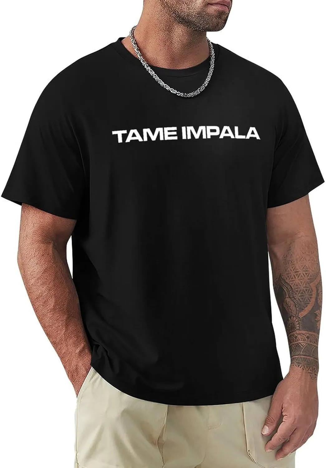 Tame Music Impala Men's T-Shirts Classic Crewneck Casual Short Shirt Cotton Teens Tee Tops