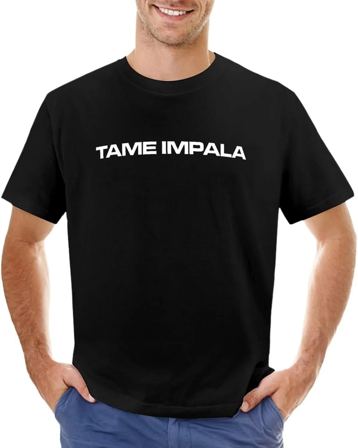 Tame Music Impala Men's T-Shirts Classic Crewneck Casual Short Shirt Cotton Teens Tee Tops