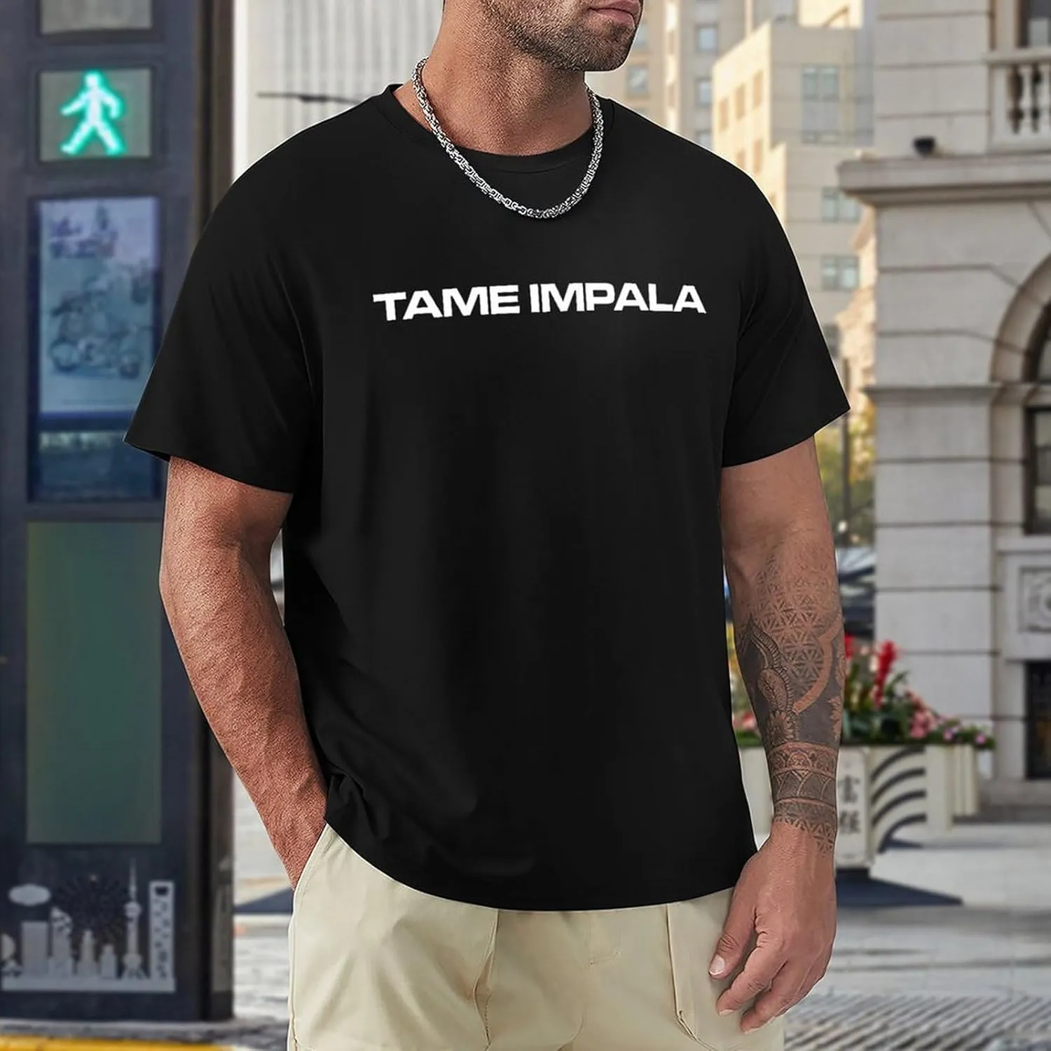 Tame Music Impala Men's T-Shirts Classic Crewneck Casual Short Shirt Cotton Teens Tee Tops