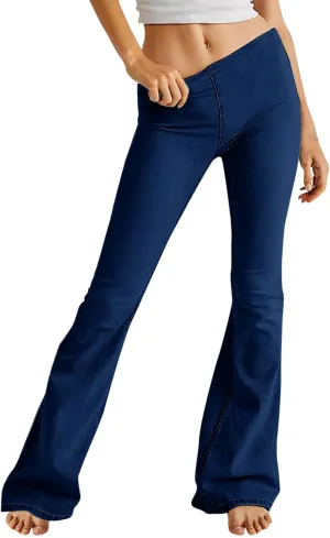 TANGNADE Flare Jeans for Women Low Rise Tummy Control Denim Pants Bell Bottom Trousers Trendy Fall Outfits 2024
