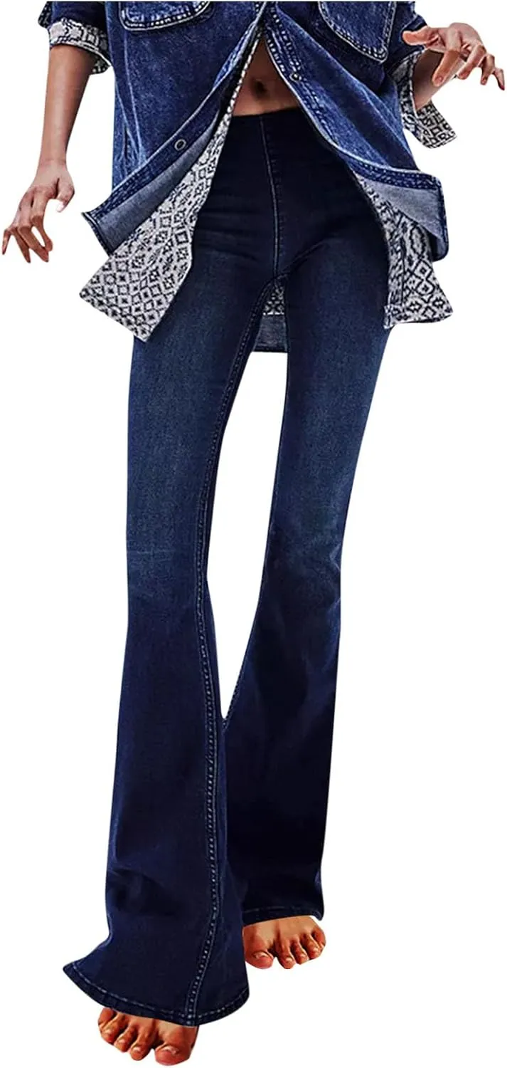 TANGNADE Flare Jeans for Women Low Rise Tummy Control Denim Pants Bell Bottom Trousers Trendy Fall Outfits 2024