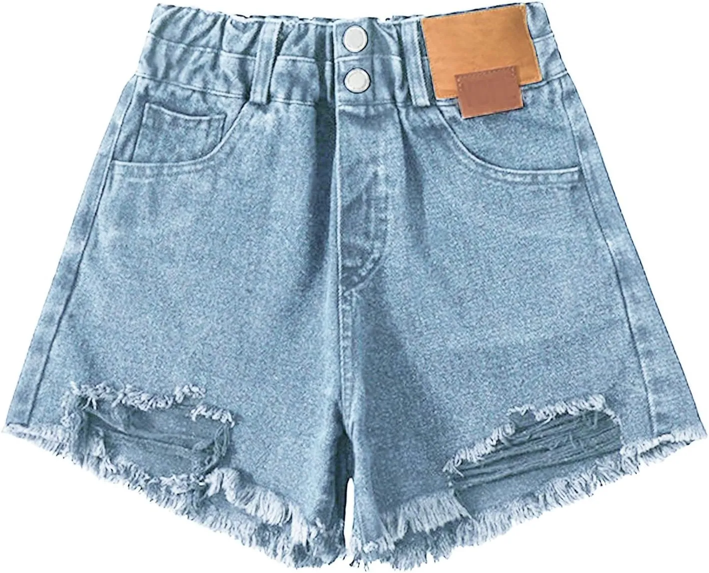 Teen Girls Cute Ripped Jean Shorts High Waisted Raw Hem Denim Shorts for Kids Girls Wide Leg Trendy Denim Hot Pants