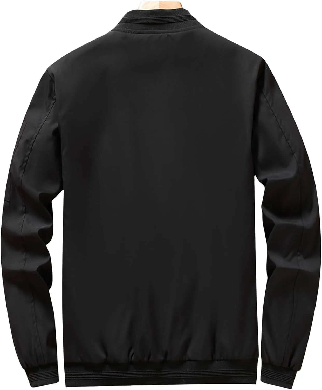 Thatrich Bomber Jacket Men Full Zip Coat Lightweight Cropped Jacket Slim Fit Biker Jacket Long Sleeve Casual Shirts Outerwear