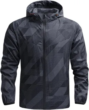 Thatrich Camo Raincoat for Men Waterproof Lightweight Jacket Windbreaker Jackets Hooded Coat Slim Fit Hoodie Coats for Hiking