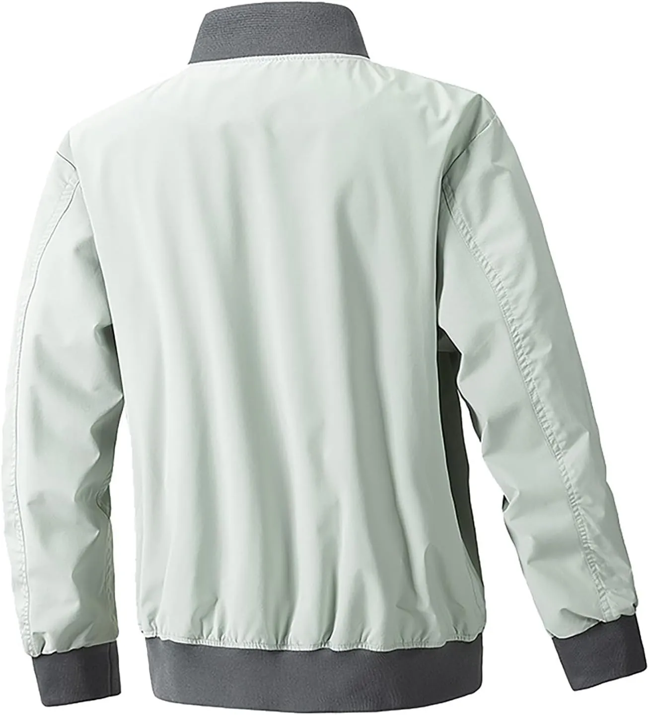 Thatrich Lightweight Bomber Jacket Men Zip Up Windbreaker Long Sleeve Slim Fit Polo Shirt Fall Baseball Jackets with Pockets
