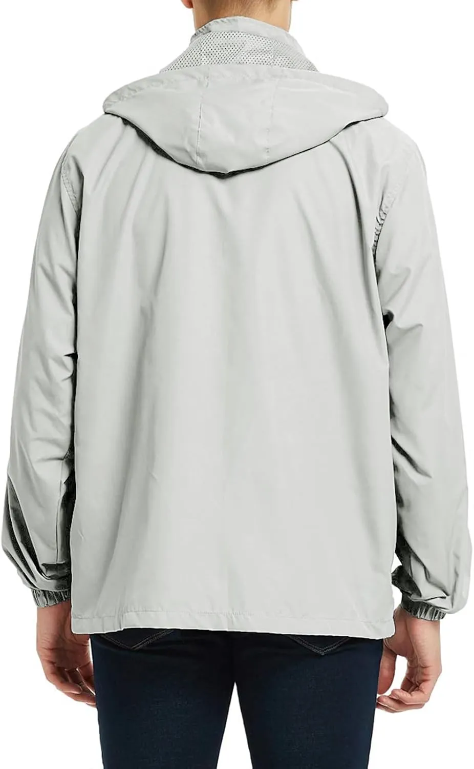 Thatrich Mens Oversized Rain Jacket Full Zip Up Hooded Coat Waterproof Windbreaker Jacket Lightweight Raincoat Removable Hood