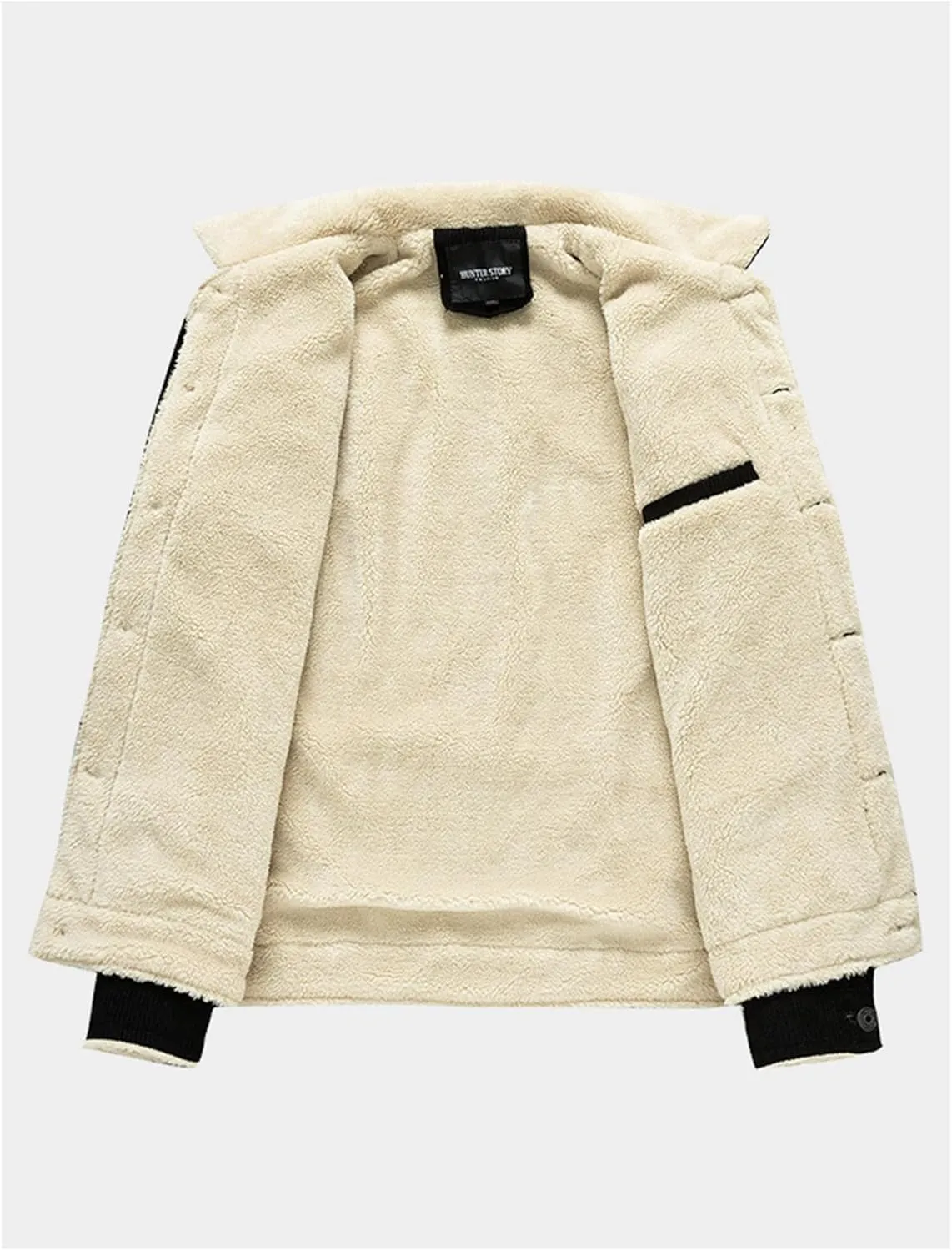 Thatrich Men's Sherpa Lined Jacket Fleece Button Up Shirt Fuzzy Warm Top Long Sleeve Winter Coat Lapel Shirt Casual Outerwear