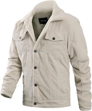Thatrich Men's Sherpa Lined Jacket Fleece Button Up Shirt Fuzzy Warm Top Long Sleeve Winter Coat Lapel Shirt Casual Outerwear