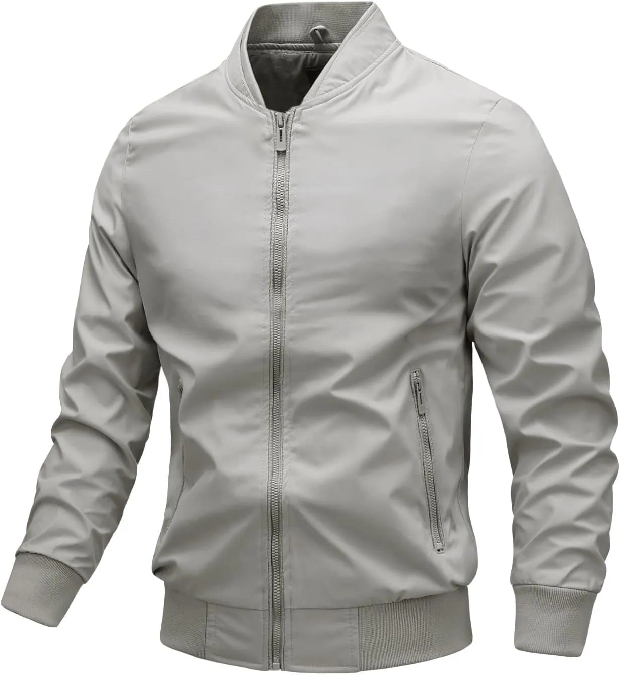 Thatrich Mens Windbreaker Bomber Jackets Lightweight Zip Up Slim Fit Long Sleeve Flight Shirt Fall Sport Coat Trendy Outwear