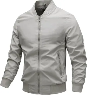 Thatrich Mens Windbreaker Bomber Jackets Lightweight Zip Up Slim Fit Long Sleeve Flight Shirt Fall Sport Coat Trendy Outwear